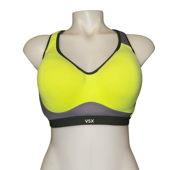 Incredible By Victoria’s Secret Yellow & Gray Racerback Sports Bra 36 D - Picture 1 of 7